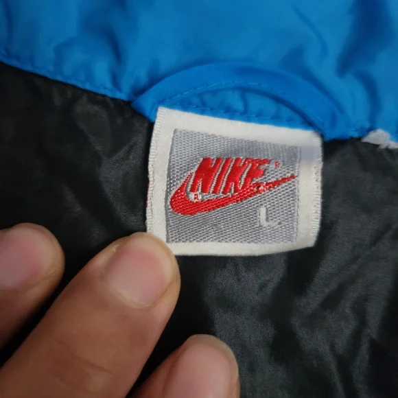 Vintage Nike Black Blue Half Zip Windbreaker Pullover Nylon Jacket Sz L